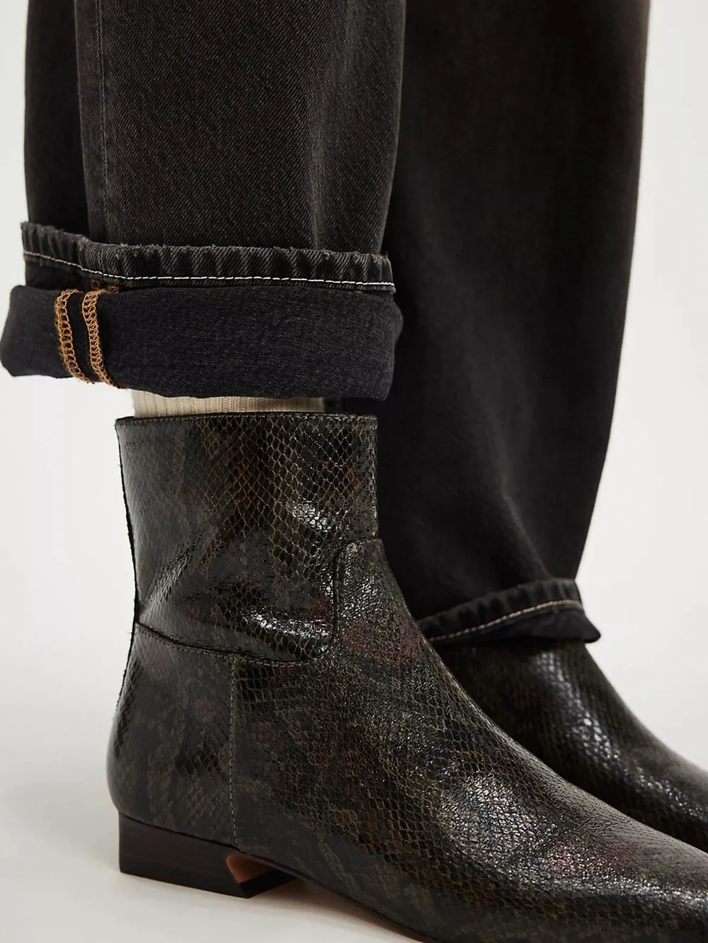 FREE PEOPLE Easy Does It Vegan Snake Print Snip Toe Ankle Boots-Size 7, 7.5 & 8